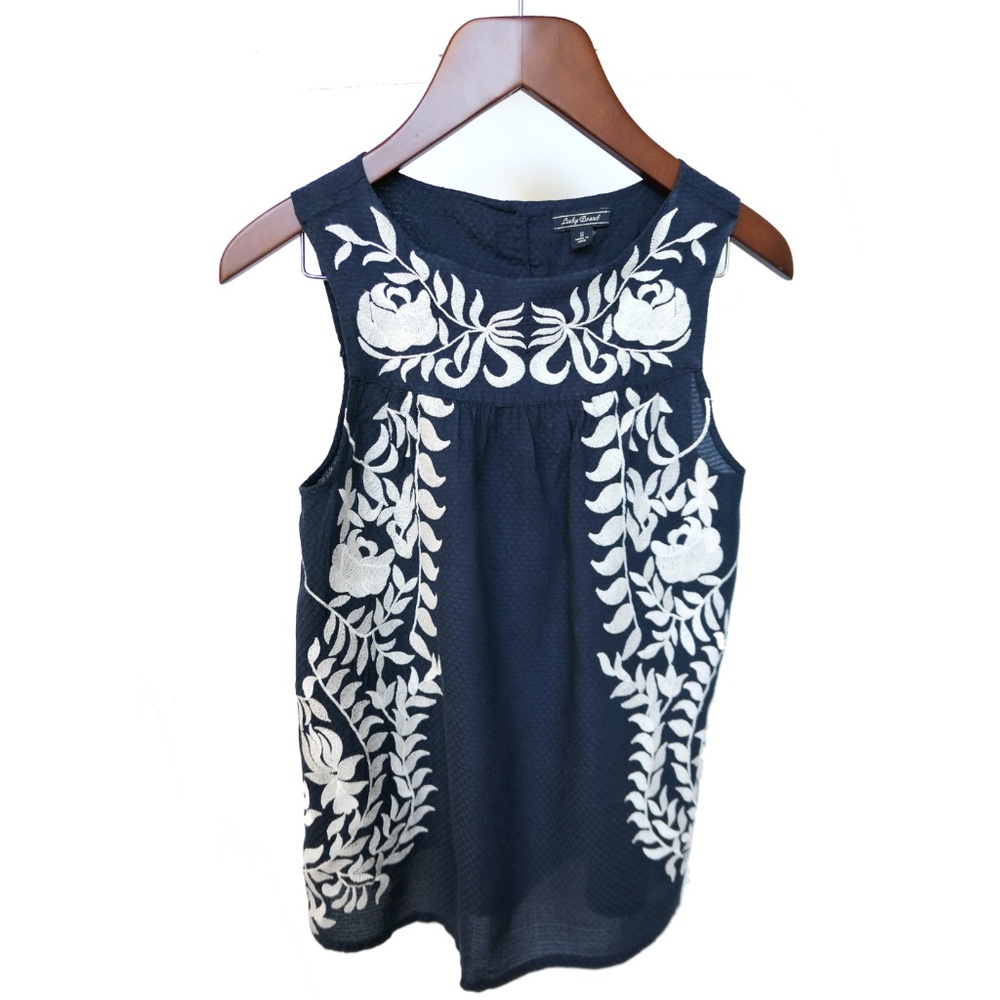 Blue/white Floral Sleeveless Blouse